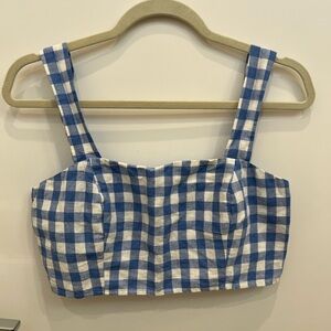 Reformation Blue and White Plaid Crop Top